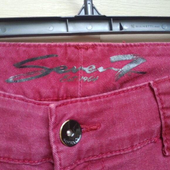 Seven7 Wine Red Skinny Jeans Burgundy Cotton Blend 5-Pocket - Picture 10 of 13